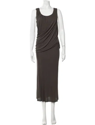 Pre-owned Anna Molinari Scoop Neck Long Dress In Brown