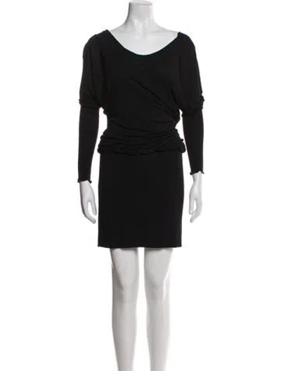 Pre-owned Anna Molinari Scoop Neck Mini Dress In Black
