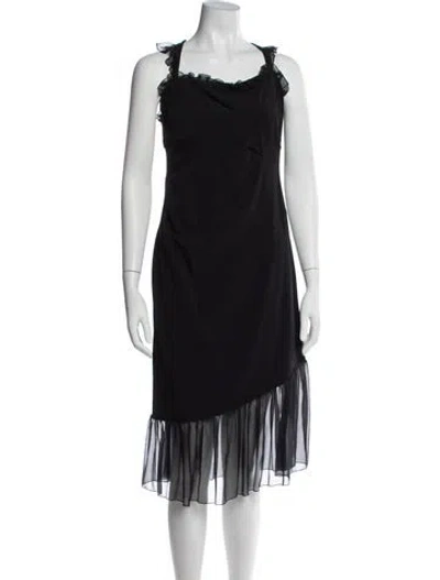 Pre-owned Anna Molinari Silk Midi Length Dress In Black