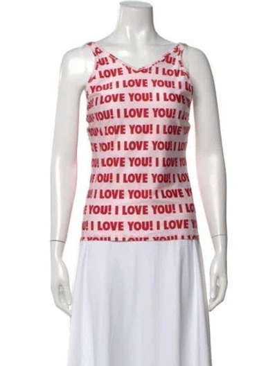 Pre-owned Anna Molinari Vintage Graphic Print Top In Pink