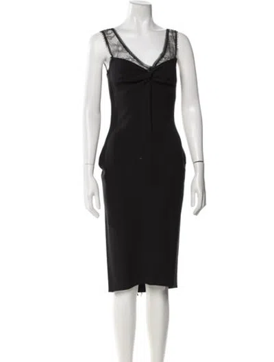 Pre-owned Anna Molinari Virgin Wool Knee-length Dress In Black