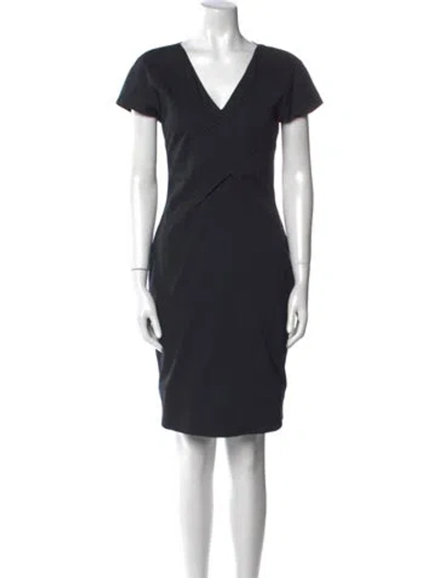 Pre-owned Anna Molinari V-neck Knee-length Dress In Black