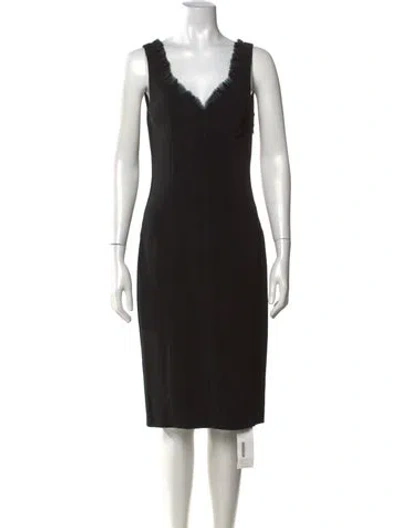 Pre-owned Anna Molinari V-neck Knee-length Dress In Black