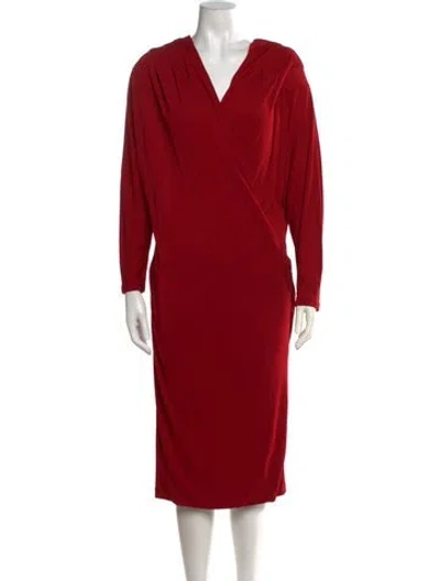 Pre-owned Anna Molinari V-neck Knee-length Dress W/ Tags In Red
