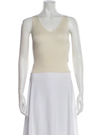 Pre-owned Anna Molinari V-neck Sleeveless Top In Neutral