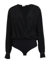 Anna Molinari Woman Bodysuit Black Size 2 Acetate, Silk, Polyamide, Elastane, Brass In Black