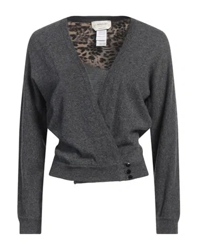 Anna Molinari Woman Cardigan Charcoal Size S Wool, Viscose, Polyamide, Cashmere In Grey