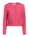 Anna Molinari Woman Jacket Fuchsia Size 4 Polyamide, Cotton, Acrylic, Polyester In Pink