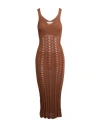 Anna Molinari Woman Midi Dress Brown Size 4 Viscose, Polyamide In Brown