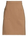 Anna Molinari Woman Mini Skirt Camel Size 4 Viscose, Polyamide, Elastane In Sand