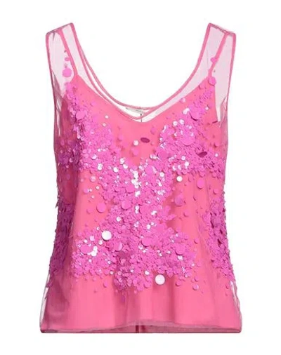 Anna Molinari Woman Top Fuchsia Size 6 Polyamide, Pvc - Polyvinyl Chloride In Pink