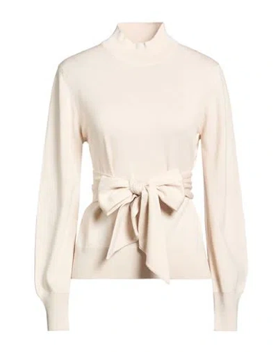 Anna Molinari Woman Turtleneck Beige Size 10 Merino Wool In Sand
