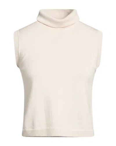 Anna Molinari Woman Turtleneck Beige Size 6 Merino Wool In White