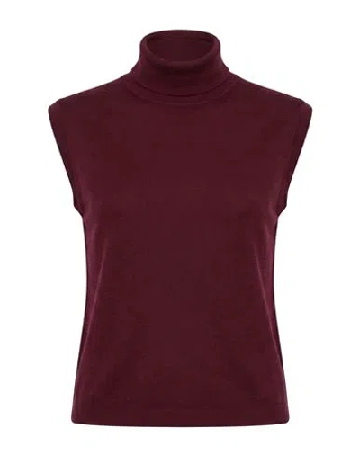Anna Molinari Woman Turtleneck Burgundy Size 4 Merino Wool In Brown