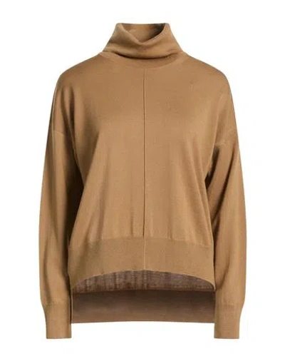 Anna Molinari Woman Turtleneck Camel Size 10 Merino Wool In Brown