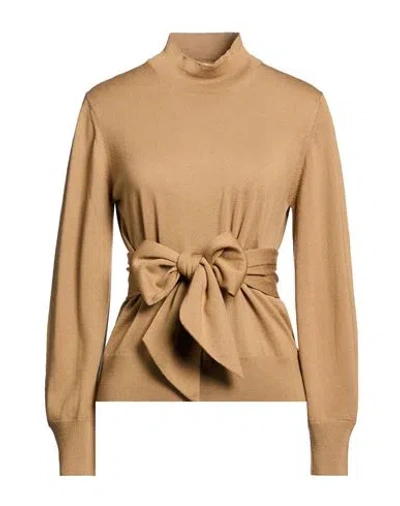 Anna Molinari Woman Turtleneck Camel Size 10 Merino Wool In Sand