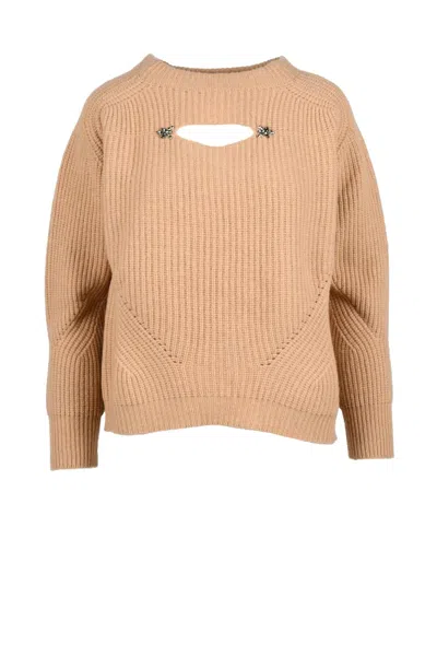 Anna Molinari Wool & Cashmere Sweater - Beige In Brown