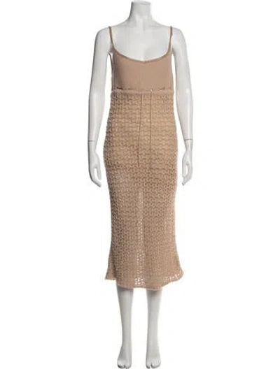Pre-owned Anna Molinari Wool Midi Length Dress In Neutrals