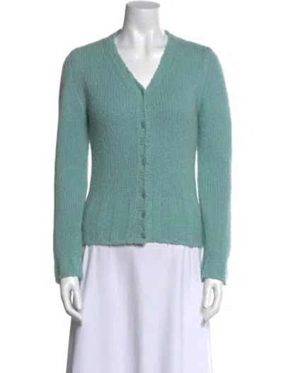 Pre-owned Anna Molinari Wool V-neck Sweater In Green