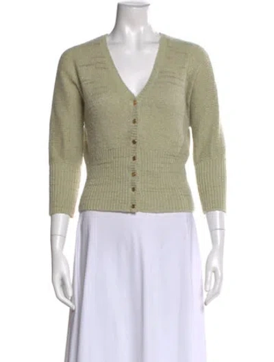 Pre-owned Anna Molinari Wool V-neck Sweater In Green