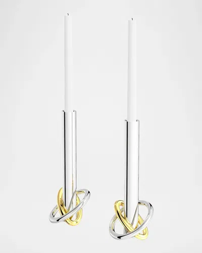 Anna New York 2-piece Ring Candleholder Set In Silver