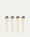 Anna New York Amethyst Hospitality Cocktail Picks In Gld/ Amethyst Druze