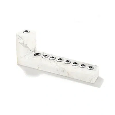 Anna New York Brillante Menorah, Marble & Silver In White,silver