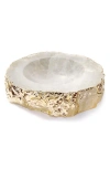 Anna New York Casca Gold Trim Crystal Quartz Bowl In Gold