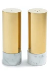 Anna New York Dual Marble Salt & Pepper Shakers In White And Gold
