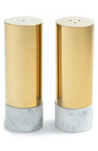 Anna New York Dual Marble Salt & Pepper Shakers In White And Gold