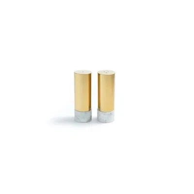 Anna New York Coluna Dual Salt And Pepper Shaker Set In Gold