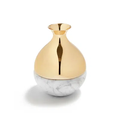 Anna New York Dual Bud Vase Marble & Gold In Multi