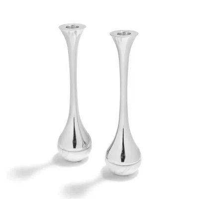 Anna New York Dual Metal Tealight Holder In Carrara Marble,silver