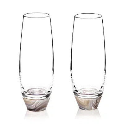 Anna New York Elevo Champagne Glasses, Set Of 2 In White