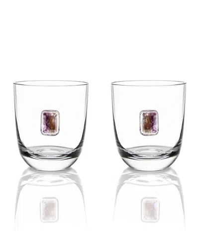 Anna New York Elevo Double Old-fashioned Glasses, Set Of 2 In Transparent