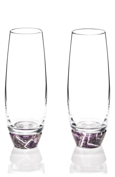 Anna New York Elevo Set Of 2 Champagne Glasses In Amethyst