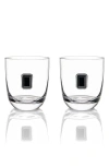 Anna New York Elevo Set Of 2 Double Old Fashioned Glasses In Black