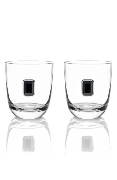 Anna New York Elevo Set Of 2 Double Old Fashioned Glasses In Black
