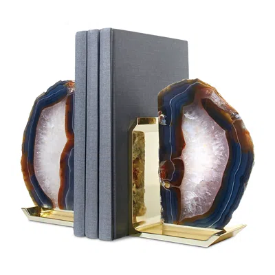 Anna New York Fim Agate Bookends In Black