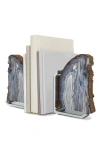 Anna New York Fim Agate Bookends In Brown Grey And Silver
