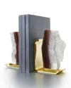 ANNA NEW YORK FIM AGATE DRUZY & NATURAL BRASS BOOKENDS