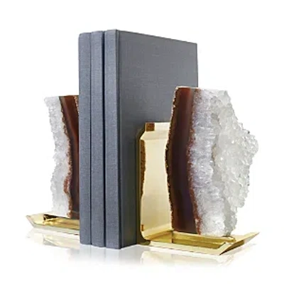 Anna New York Fim Natural Agate Bookends In Multi