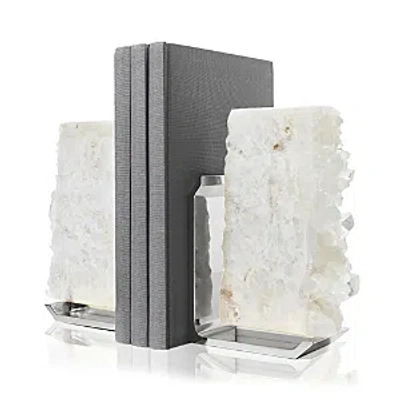 Anna New York Fim Natural Agate Bookends In White