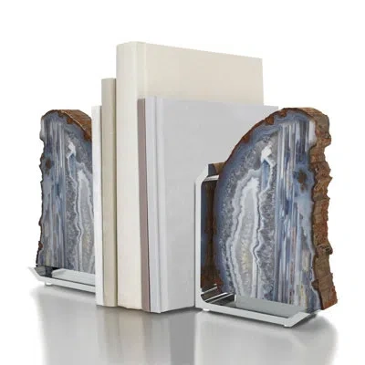 Anna New York Fim Bookends In White;gold
