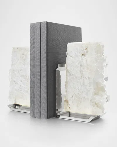 Anna New York Fim Crystal Quartz Bookends, Set Of 2 In Silver
