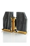 Anna New York Fim Geo Marble Bookends In Black Grey And Gold