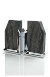 Anna New York Fim Geo Marble Bookends In Black Grey And Silver