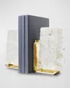 Anna New York Fim Geo Quartz And Aluminum Bookends In Blue