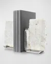 Anna New York Fim Geo Quartz And Aluminum Bookends In Gray