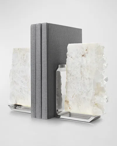 Anna New York Fim Geo Quartz And Aluminum Bookends In Gray